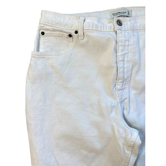Abercrombie & Fitch Womens Jeans‎ Size 33 / 16 White Ultra High Rich Kick Flare - Picture 6 of 10